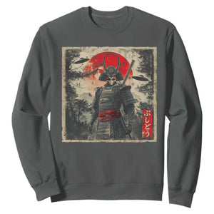 Alien Samurai Sweatshirt Vintage Japanese Art UFO Funny Ukiyo-e Warrior TS10 Dark Heather Print Your Wear