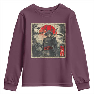 Alien Samurai Youth Sweatshirt Vintage Japanese Art UFO Funny Ukiyo-e Warrior TS10 Maroon Print Your Wear