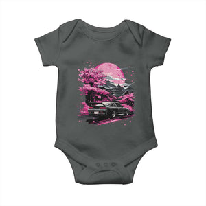 JDM Japanese Baby Onesie Tokyo Japan Drift Race Car Mount Fuji Cherry Blossom Sakura TS10 Dark Heather Print Your Wear