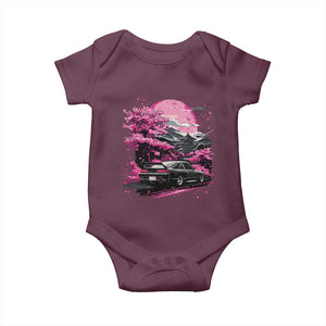JDM Japanese Baby Onesie Tokyo Japan Drift Race Car Mount Fuji Cherry Blossom Sakura TS10 Maroon Print Your Wear