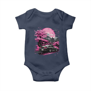 JDM Japanese Baby Onesie Tokyo Japan Drift Race Car Mount Fuji Cherry Blossom Sakura TS10 Navy Print Your Wear