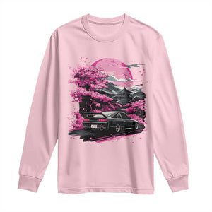 JDM Japanese Long Sleeve Shirt Tokyo Japan Drift Race Car Mount Fuji Cherry Blossom Sakura TS10 Light Pink Print Your Wear
