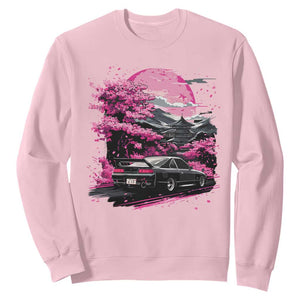 JDM Japanese Sweatshirt Tokyo Japan Drift Race Car Mount Fuji Cherry Blossom Sakura TS10 Light Pink Print Your Wear