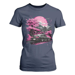 JDM Japanese T Shirt For Women Tokyo Japan Drift Race Car Mount Fuji Cherry Blossom Sakura TS10 Navy Print Your Wear