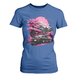 JDM Japanese T Shirt For Women Tokyo Japan Drift Race Car Mount Fuji Cherry Blossom Sakura TS10 Royal Blue Print Your Wear