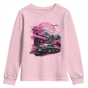JDM Japanese Youth Sweatshirt Tokyo Japan Drift Race Car Mount Fuji Cherry Blossom Sakura TS10 Light Pink Print Your Wear