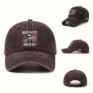 Funny 4th of July Richard Nixon Mixin Washed Cotton Baseball Cap Patriotic Bartender American Flag TS10 Washed Cap Universal Fit Dark Brown Print Your Wear