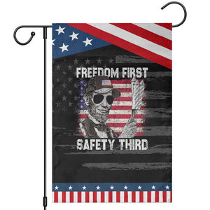 Lincoln 4th Of July Garden Flag Abe Freedom First Safety Third American Flag TS10 Distressed Black Blue Print Your Wear