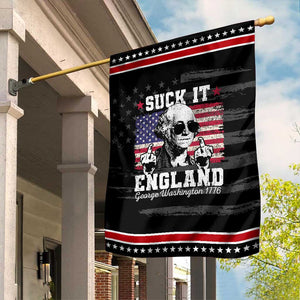 Funny 4th of July George Washington Garden Flag Suck It England 1776 TS10 Distressed Black Red Print Your Wear