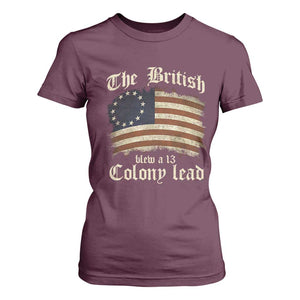 Funny Historical T Shirt For Women The British Blew A Thirteen Colony Lead Patriotic Humor TS10 Maroon Print Your Wear