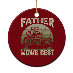 Father Mows Best Ceramic Ornament Lawn Mower Mowing Dad Retro Father's Day Gift TS10 1pc Red Print Your Wear
