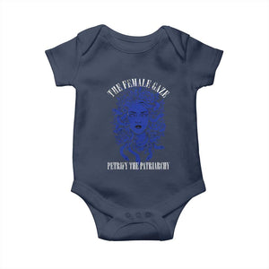 Medusa Feminist Baby Onesie Womens Rights Mythical Empowerment Graphic TS10 Navy Print Your Wear