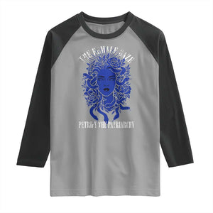 Medusa Feminist Raglan Shirt Womens Rights Mythical Empowerment Graphic TS10 Sport Gray Black Print Your Wear