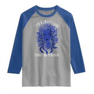 Medusa Feminist Raglan Shirt Womens Rights Mythical Empowerment Graphic TS10 Sport Gray Royal Print Your Wear
