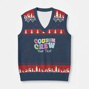 Personalized Matching Cousin Crew V-Neck Knit Sweater Vest Custom Name Retro Family Reunion Cousins Vacation TS10 Navy Red Print Your Wear