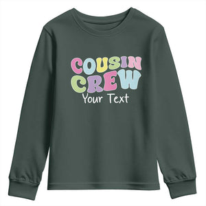 Personalized Matching Cousin Crew Youth Sweatshirt Custom Name Retro Family Reunion Cousins Vacation TS10 Dark Forest Green Print Your Wear