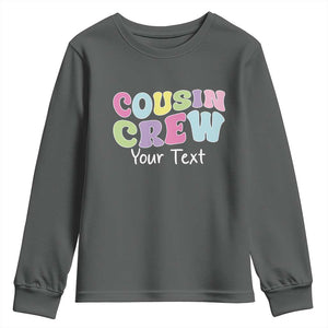 Personalized Matching Cousin Crew Youth Sweatshirt Custom Name Retro Family Reunion Cousins Vacation TS10 Dark Heather Print Your Wear