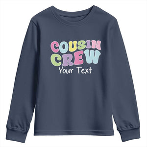 Personalized Matching Cousin Crew Youth Sweatshirt Custom Name Retro Family Reunion Cousins Vacation TS10 Navy Print Your Wear