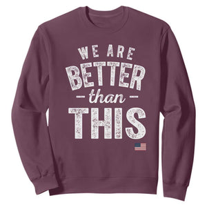 We Are Better Than This Sweatshirt Funny Subtle Resist TS10 Maroon Print Your Wear