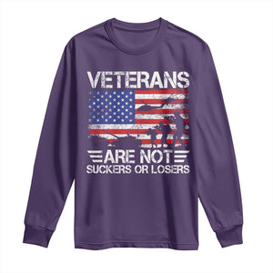 Veterans Are Not Suckers Or Losers Long Sleeve Shirt Veteran Vintage US Flag Protest TS10 Purple Print Your Wear