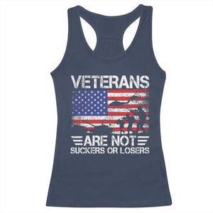 Veterans Are Not Suckers Or Losers Racerback Tank Top Veteran Vintage US Flag Protest TS10 Navy Print Your Wear