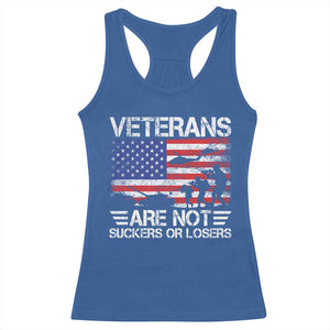 Veterans Are Not Suckers Or Losers Racerback Tank Top Veteran Vintage US Flag Protest TS10 Royal Blue Print Your Wear