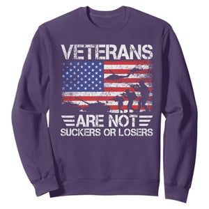 Veterans Are Not Suckers Or Losers Sweatshirt Veteran Vintage US Flag Protest TS10 Purple Print Your Wear