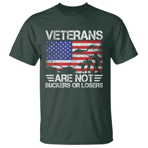 Veterans Are Not Suckers Or Losers T Shirt Veteran Vintage US Flag Protest TS10 Dark Forest Green Print Your Wear