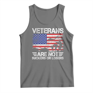 Veterans Are Not Suckers Or Losers Tank Top Veteran Vintage US Flag Protest TS10 Black Heather Print Your Wear