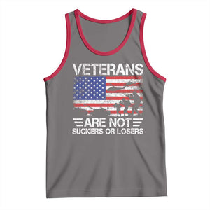 Veterans Are Not Suckers Or Losers Tank Top Veteran Vintage US Flag Protest TS10 Deep Heather Red Print Your Wear