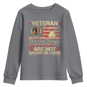 Veterans Are Not Suckers Or Losers Youth Sweatshirt Vintage Old 1776 Vintage Flag We The People Veteran Patriotic TS10 Charcoal Print Your Wear