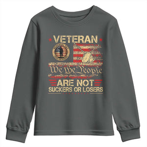Veterans Are Not Suckers Or Losers Youth Sweatshirt Vintage Old 1776 Vintage Flag We The People Veteran Patriotic TS10 Dark Heather Print Your Wear