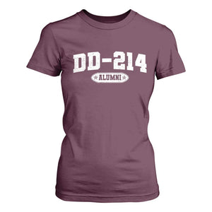 DD-214 Alumni T Shirt For Women US Army Pride Military Veteran Retired TS10 Maroon Print Your Wear