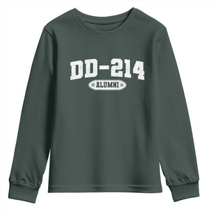 DD-214 Alumni Youth Sweatshirt US Army Pride Military Veteran Retired TS10 Dark Forest Green Print Your Wear