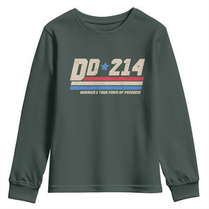 DD-214 Youth Sweatshirt Armed Forces Military Alumni Vintage Veteran TS10 Dark Forest Green Print Your Wear