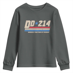 DD-214 Youth Sweatshirt Armed Forces Military Alumni Vintage Veteran TS10 Dark Heather Print Your Wear
