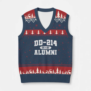 DD-214 US Air Force Alumni V-Neck Knit Sweater Vest US Military Veteran Retired TS10 Navy Red Print Your Wear