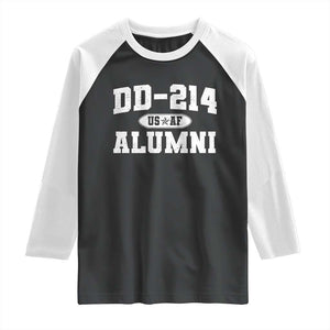 DD-214 US Air Force Alumni Raglan Shirt US Military Veteran Retired TS10 Black White Print Your Wear