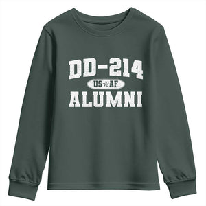 DD-214 US Air Force Alumni Youth Sweatshirt US Military Veteran Retired TS10 Dark Forest Green Print Your Wear