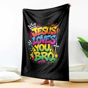 Jesus Loves You Bro Christian Believer Faith Throw Blanket Dripping Graffiti Rap God Religious Graphic