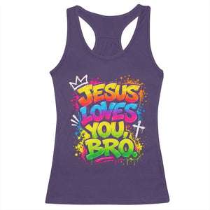 Jesus Loves You Bro Christian Believer Faith Racerback Tank Top Dripping Graffiti Rap God Religious Graphic