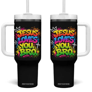 Jesus Loves You Bro Christian Believer Faith Tumbler With Handle Dripping Graffiti Rap God Religious Graphic
