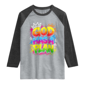 God Has A Plan Raglan Shirt Graffiti Rap Christian Faith Graphic