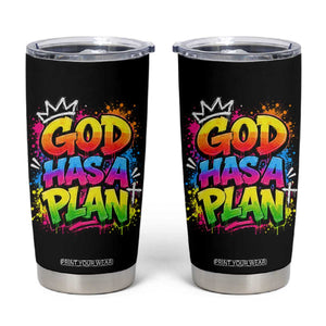 God Has A Plan Tumbler Cup Graffiti Rap Christian Faith Graphic