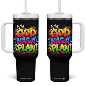 God Has A Plan Tumbler With Handle Graffiti Rap Christian Faith Graphic