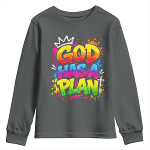 God Has A Plan Youth Sweatshirt Graffiti Rap Christian Faith Graphic