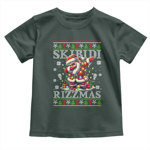 Skibidi Rizzmas Christmas Toddler T Shirt Rizz Santa Claus Funny Xmas Gen Alpha TS10 Dark Forest Green Print Your Wear