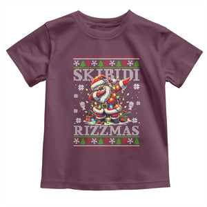 Skibidi Rizzmas Christmas Toddler T Shirt Rizz Santa Claus Funny Xmas Gen Alpha TS10 Maroon Print Your Wear