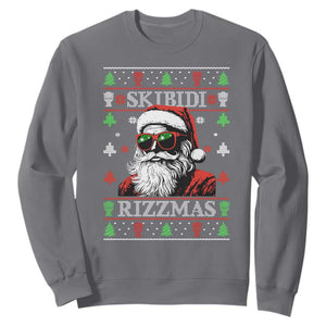 Skibidi Rizzmas Christmas Sweatshirt Rizz Santa Claus Funny Xmas Gen Alpha Ugly Christmas TS10 Charcoal Print Your Wear
