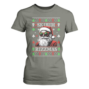 Skibidi Rizzmas Christmas T Shirt For Women Rizz Santa Claus Funny Xmas Gen Alpha Ugly Christmas TS10 Military Green Print Your Wear
